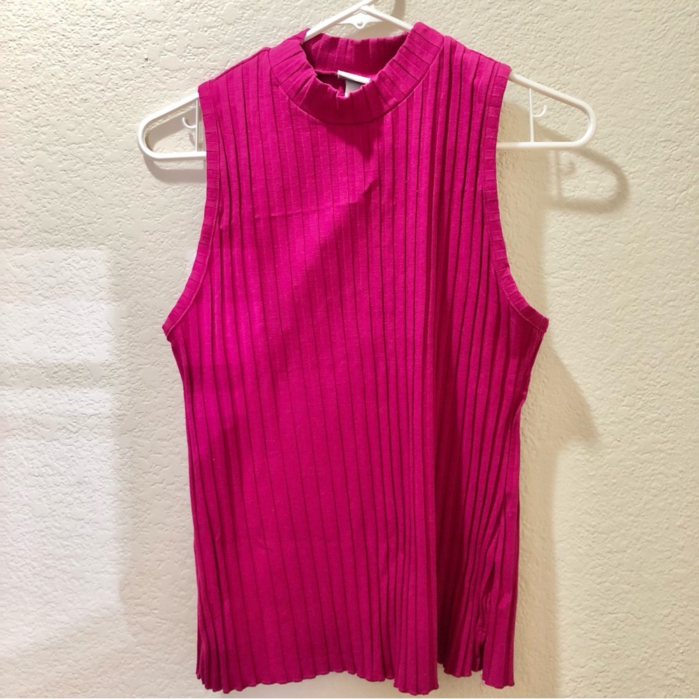 a new day Ribbed Mock Neck Sleeveless Tank - Fuchsia
